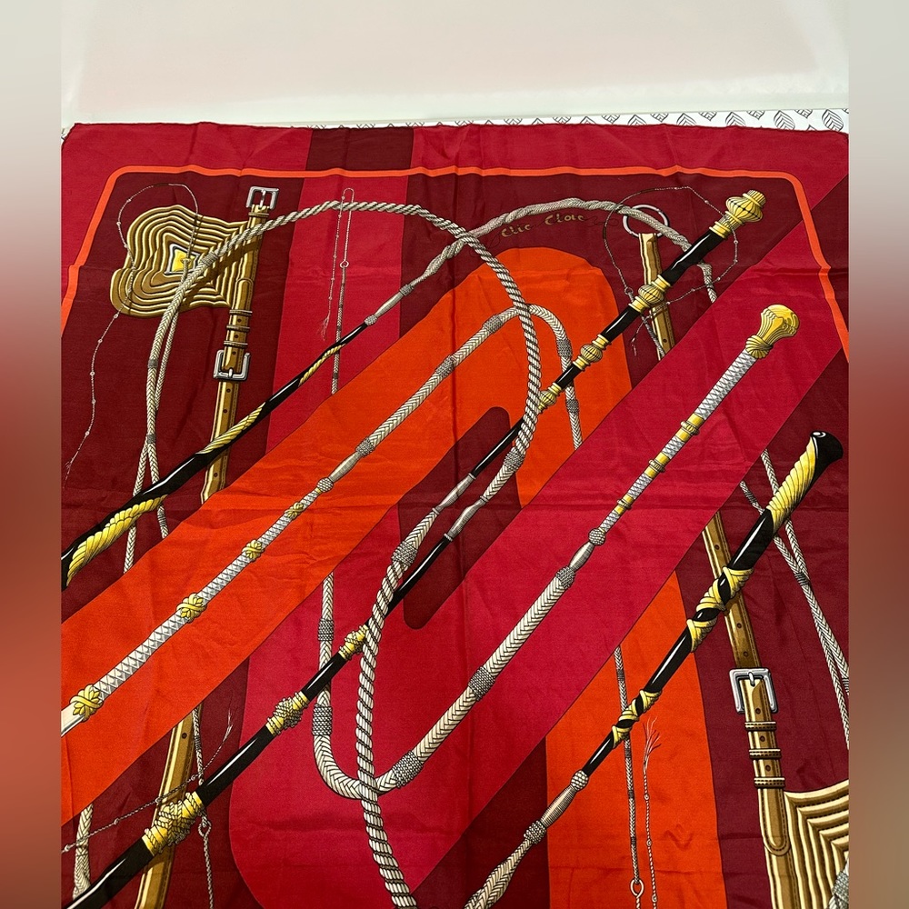 Vintage Hermès ''Clic Clac'' Twill Silk Scarf by Julia Abadie